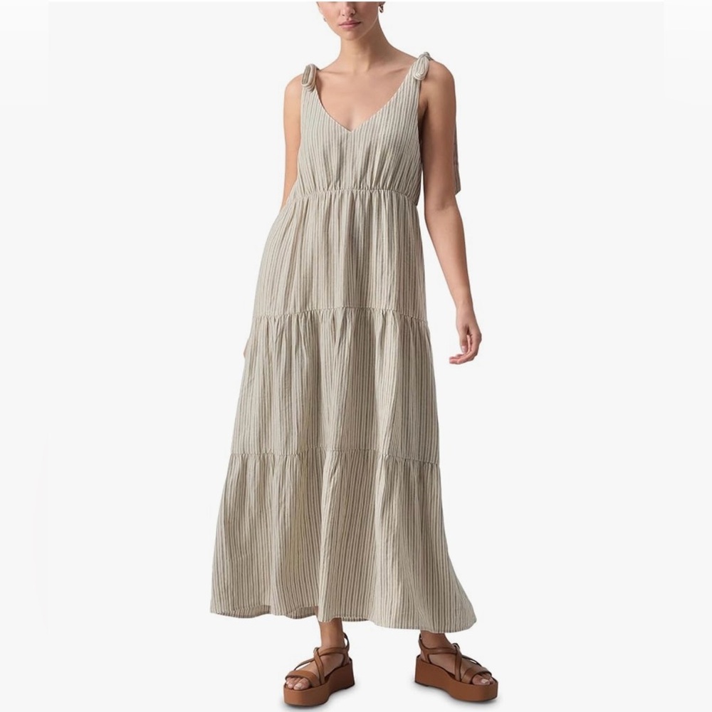 Sanctuary Move Your Body Striped Maxi in Eco Olive Stripe size M